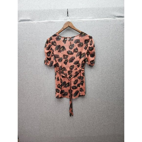 The Limited Womens Floral Print Top With Puff Sleeves & Tie Back M 100% Polyeste - Picture 6 of 6